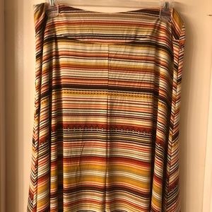 Flowing multi color midi skirt warm colors